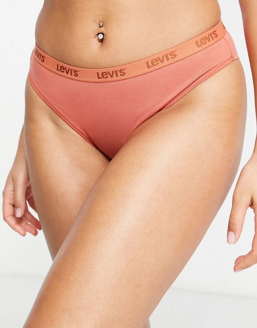 Levis Levi's co-ord mid ride brief with logo band in peach-Brown  Brown