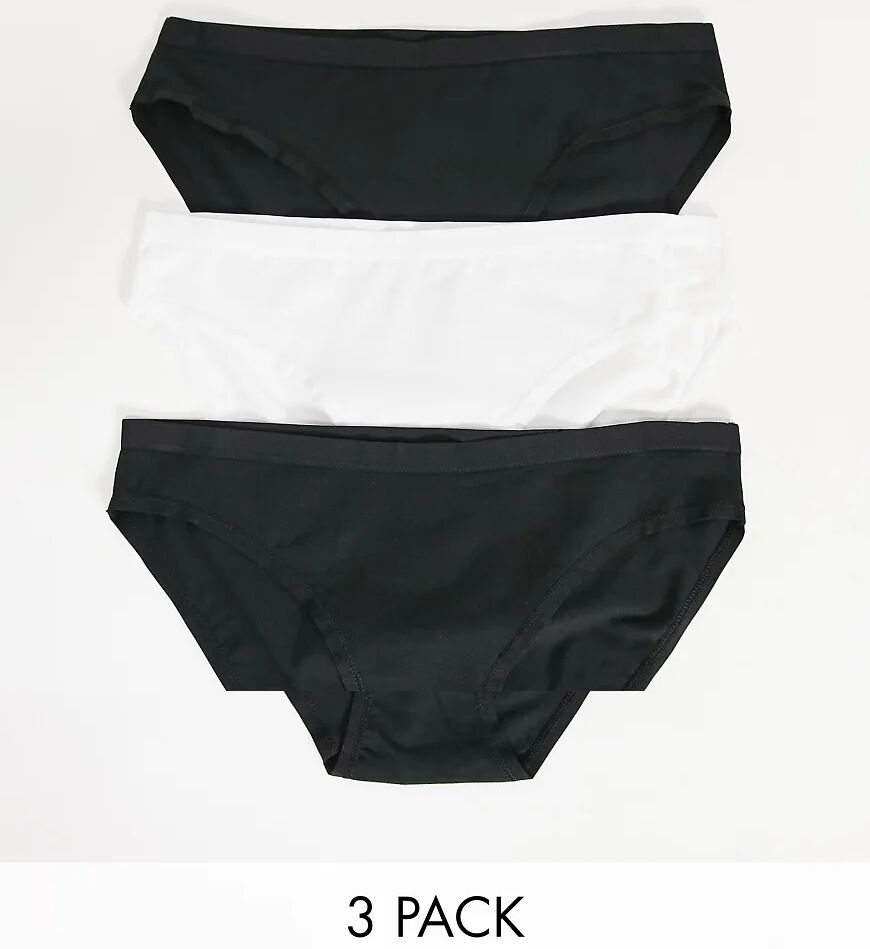 Lindex Carin organic cotton 3 pack briefs in white and black-Multi  Multi