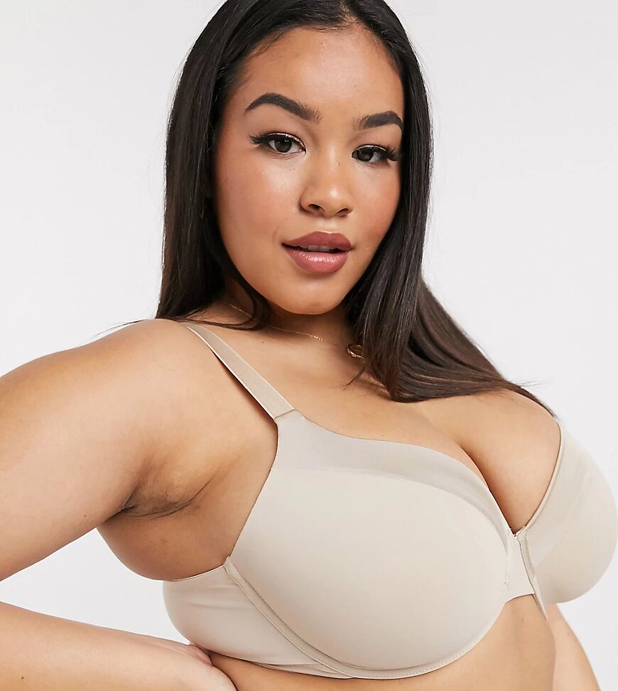 Lindex Curve recycled poly classic t-shirt bra in beige-Neutral  Neutral