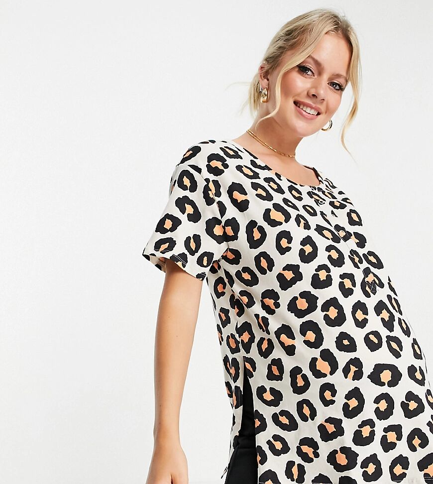 Lindex Exclusive MOM Mia organic cotton button front nursing top in leopard print-Neutral  Neutral