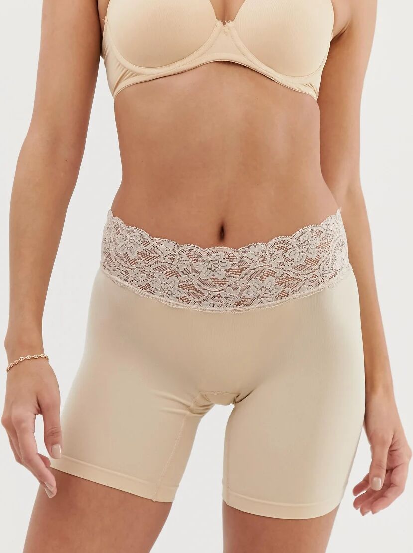 Lindex lace trim short in beige-Neutral  Neutral