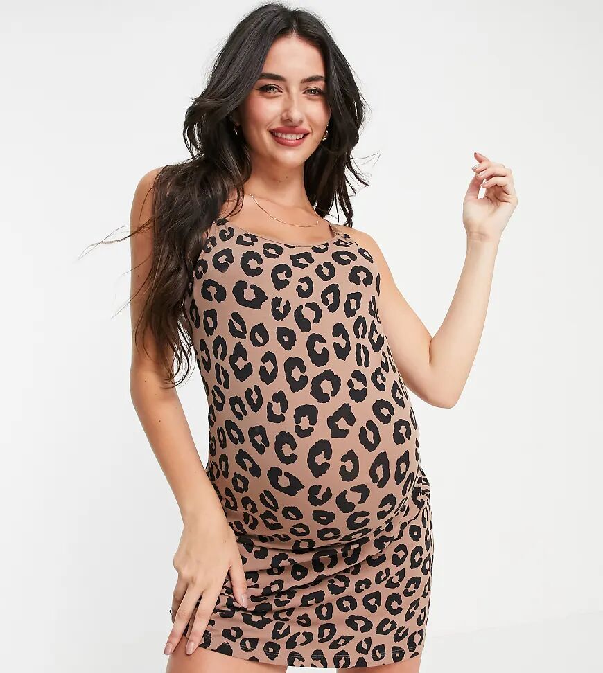 Lindex MOM Nina organic cotton nursing chemise in leopard print-Neutral  Neutral