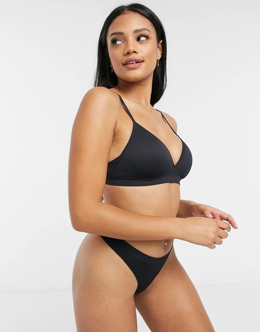 Lindex Petite seamless non wired lightly padded bra in black  Black