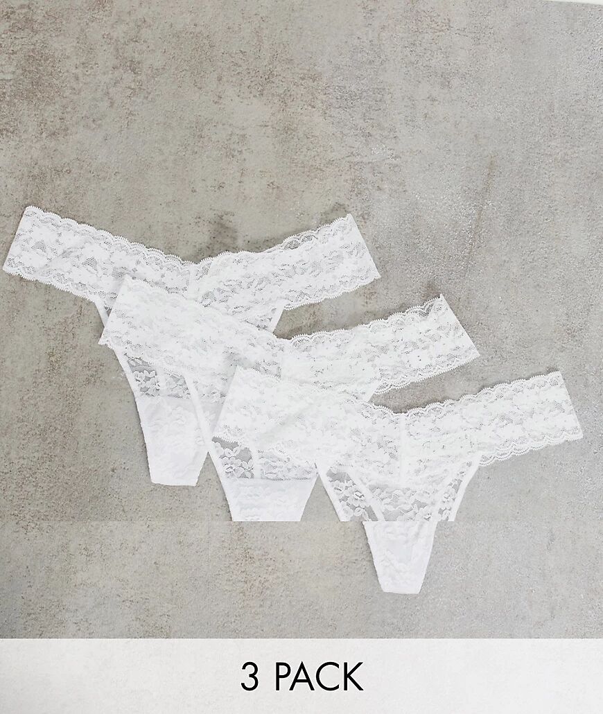 Lindex SoU Lacey 3 pack lace thongs in white  White
