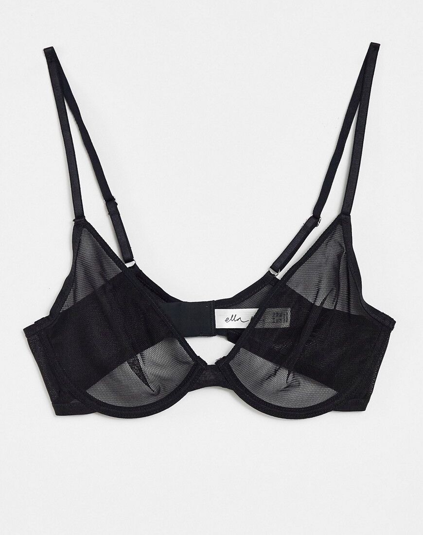 Lindex Tina sheer mesh underwired bra in black  Black