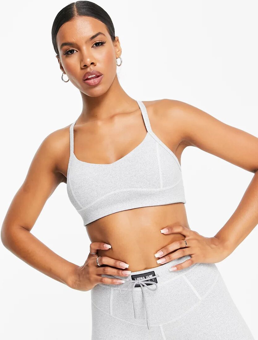 Lorna Jane seam detail high support sports bra in grey marl  Grey