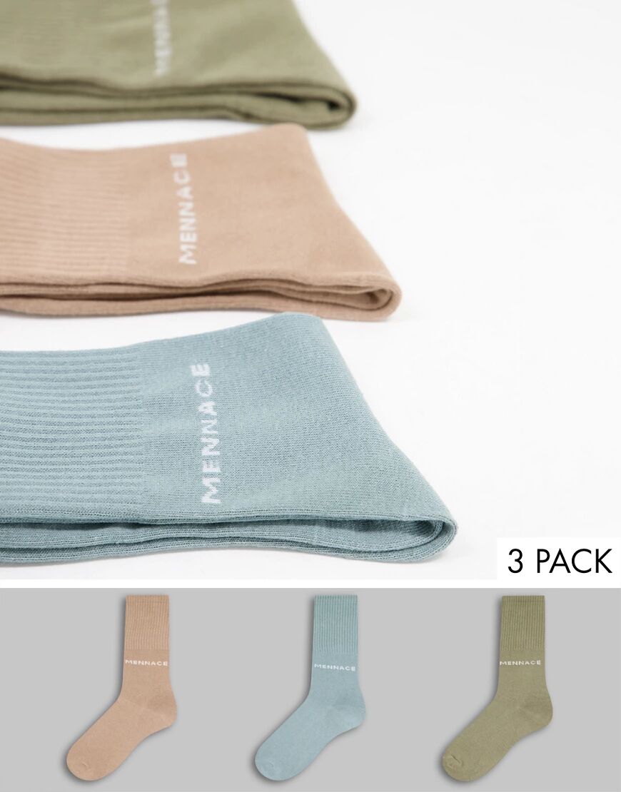 Mennace 3 pack socks in pastel-Multi  Multi