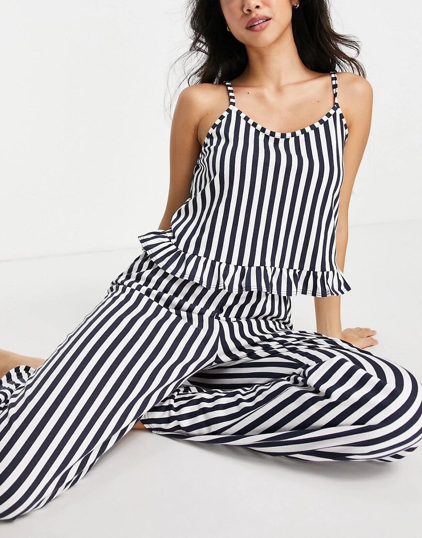 Miss Selfridge Navy Stripe Pyjama Set  Navy