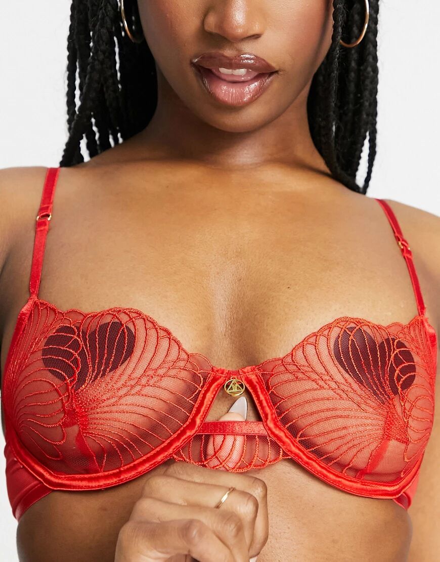 Missguided scallop lace balconette bra in red  Red