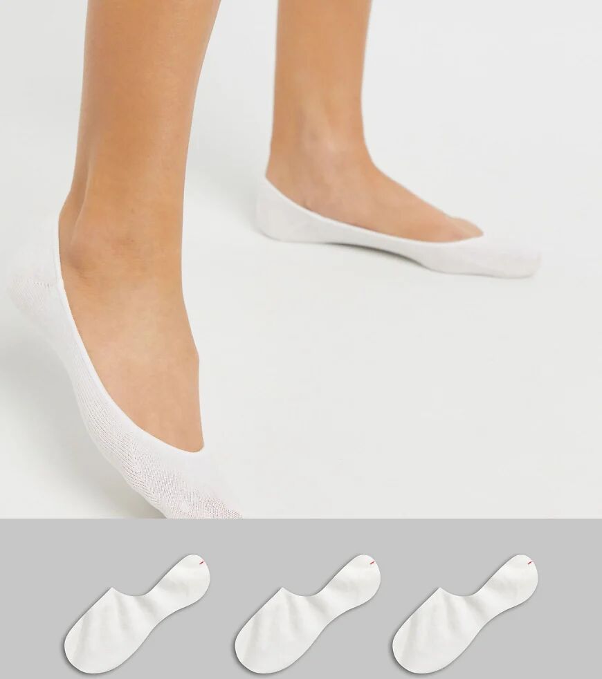 Monki 3 pack invisible footsie socks in white  White