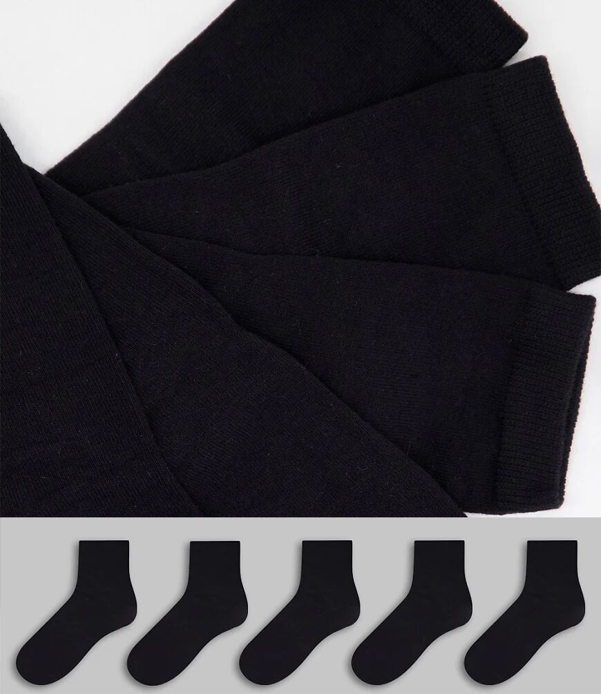 Monki 5 pack organic cotton socks in black  Black