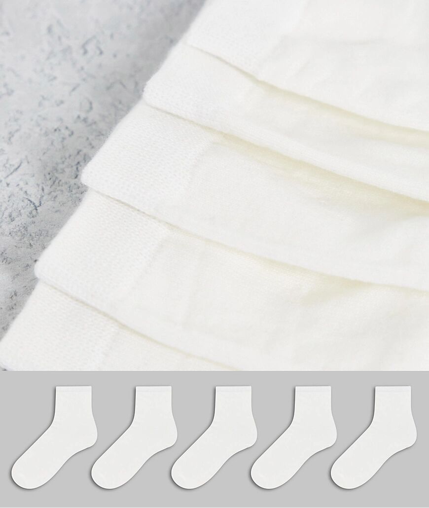 Monki 5 pack organic cotton socks in white  White