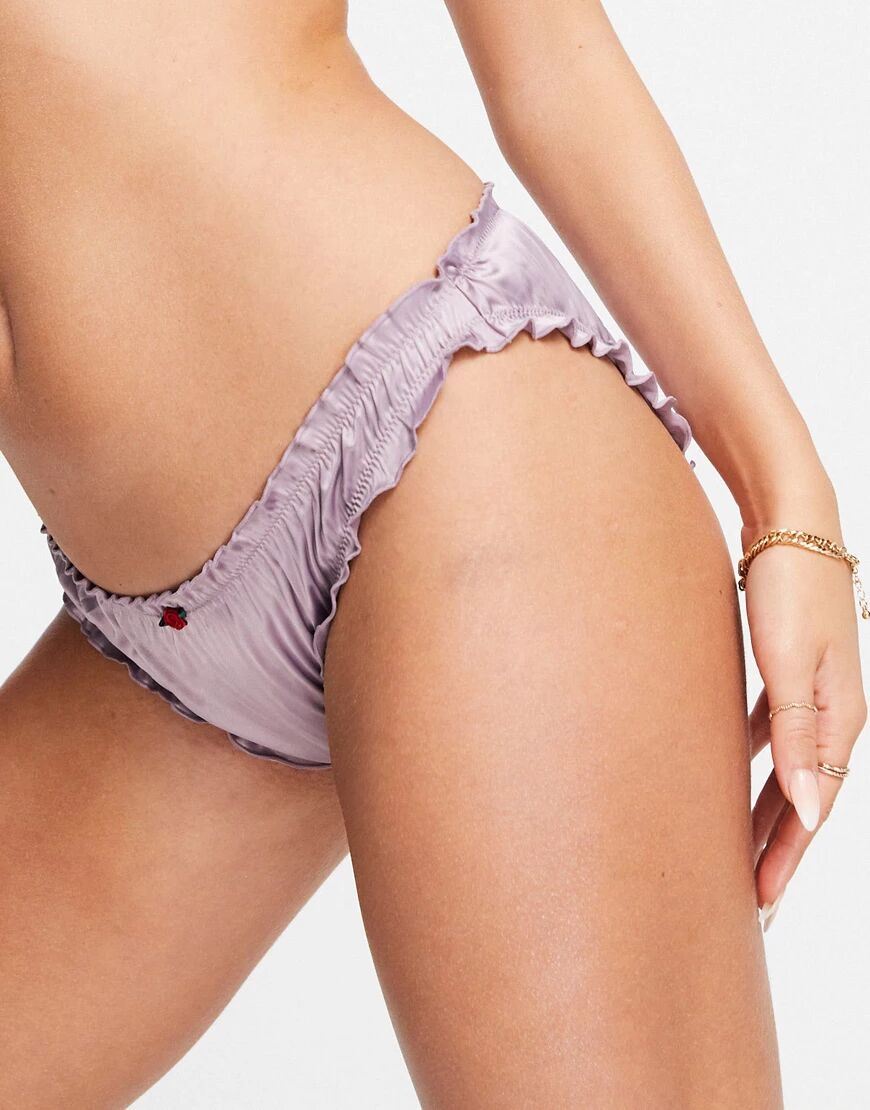 Monki Mimmi satin brief in lilac-Purple  Purple