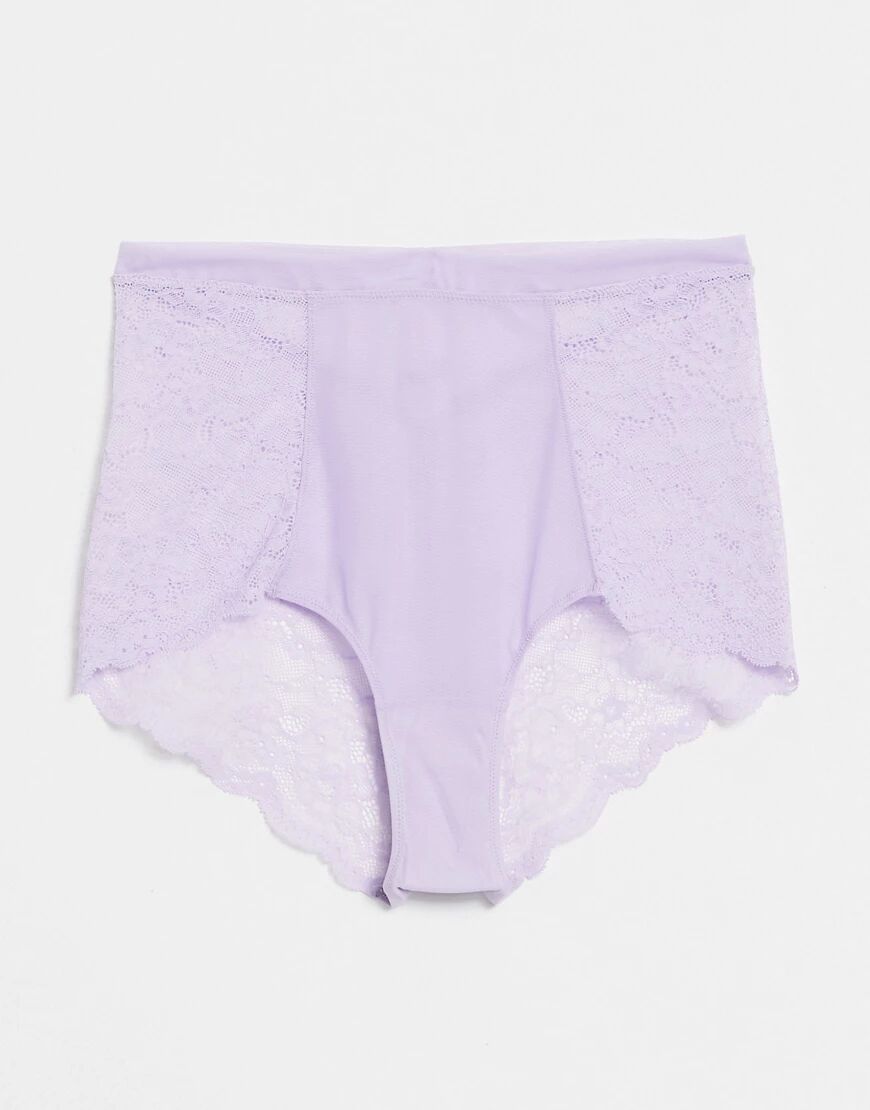 Monki Oma recycled high waist brief in lilac-Purple  Purple