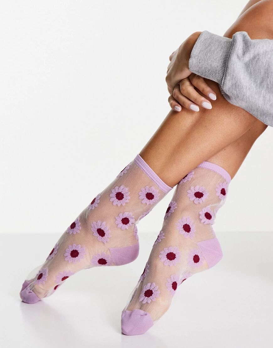 Monki Tinna flower socks in lilac-Purple  Purple