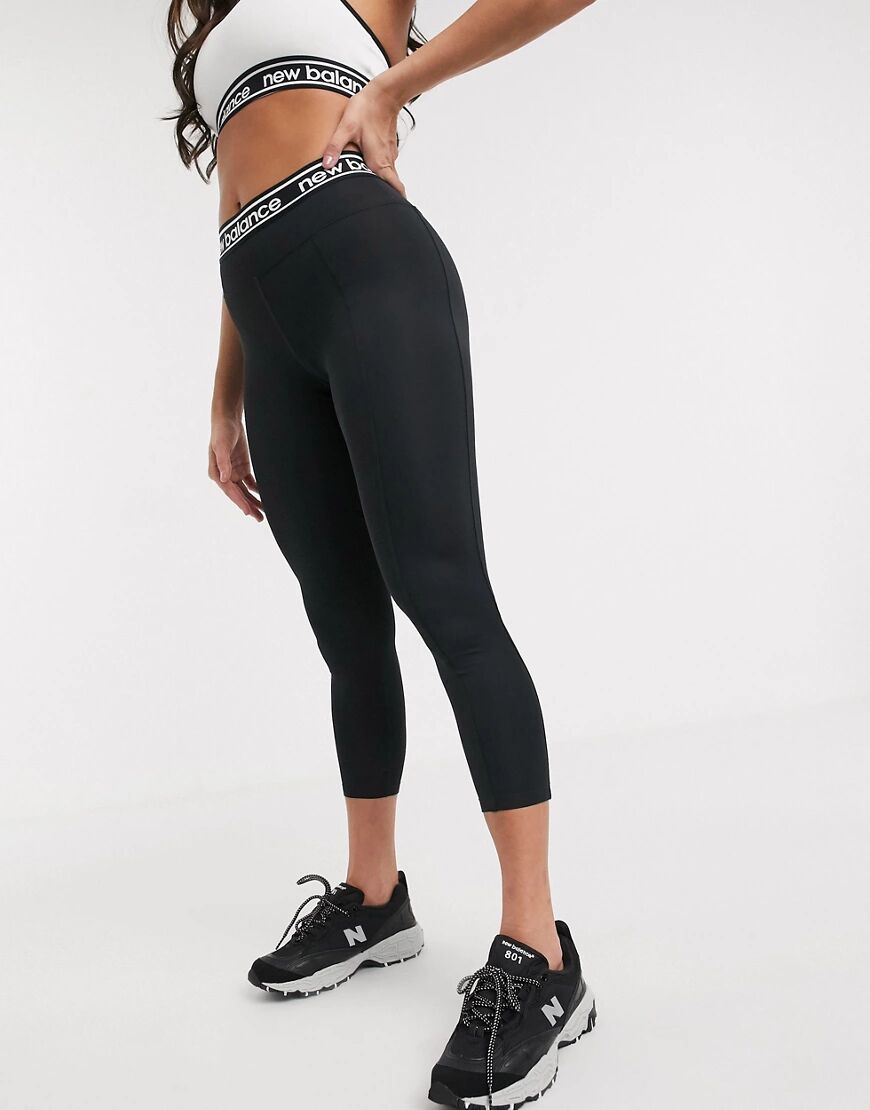 New Balance Running Relentless high rise leggings with logo waistband in black  Black