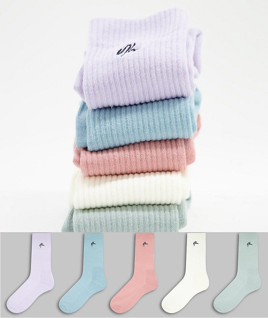 New Look 5 pack NLM embroidered socks in multi  Multi