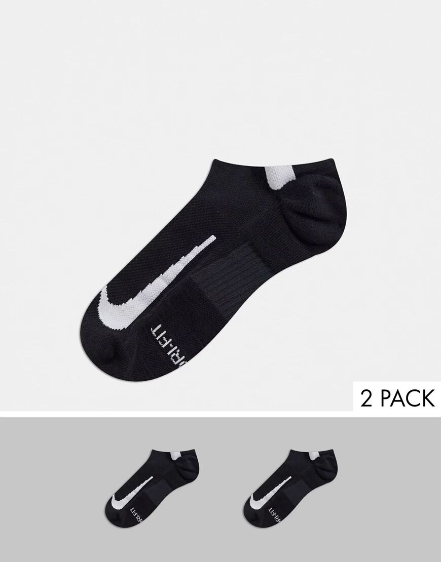 Nike Running 2 pack no-show socks in black  Black