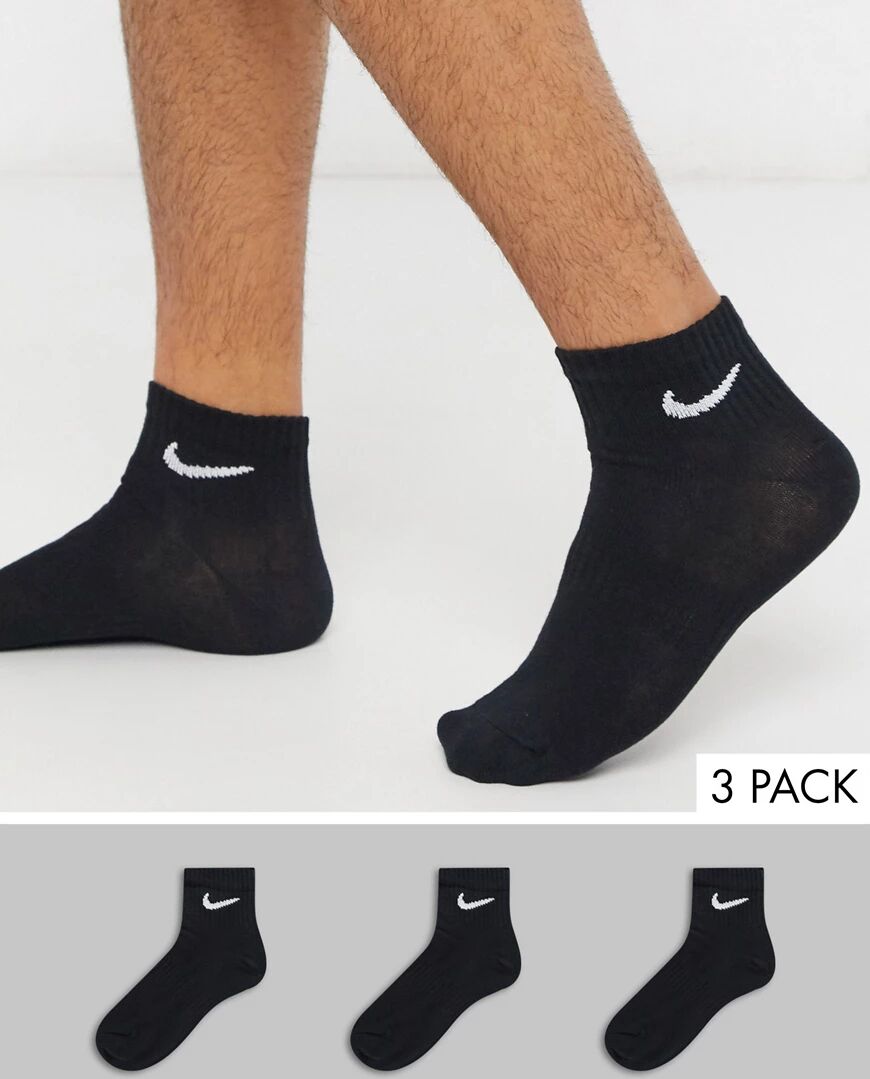 Nike Training 3 pack ankle socks in black  Black