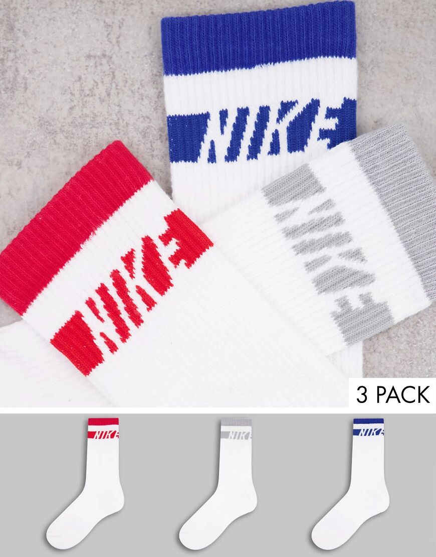 Nike Training Everyday Cushioned multi pack of socks in blue grey and red  Multi