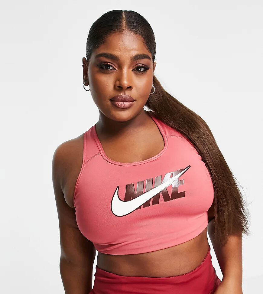 Nike Training Plus Icon Clash swoosh bra in pink  Pink