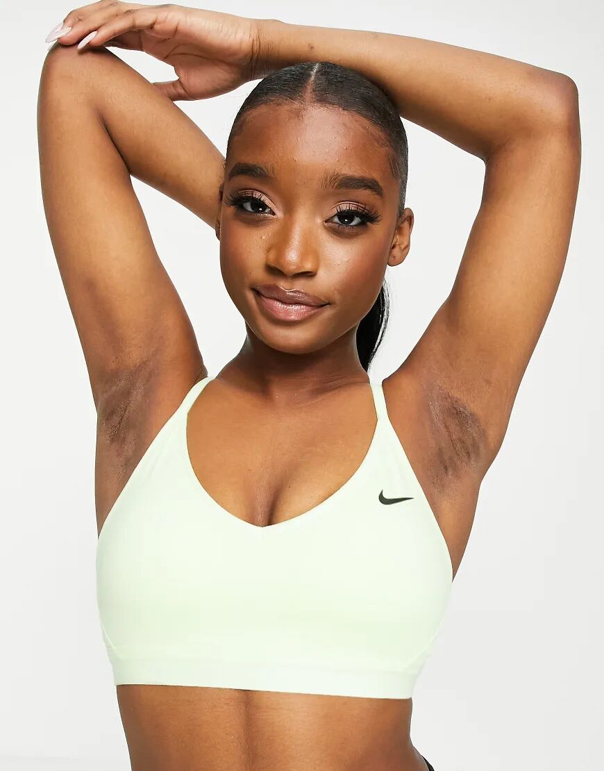 Nike Training Pro Indy light support sports bra in volt-Green  Green