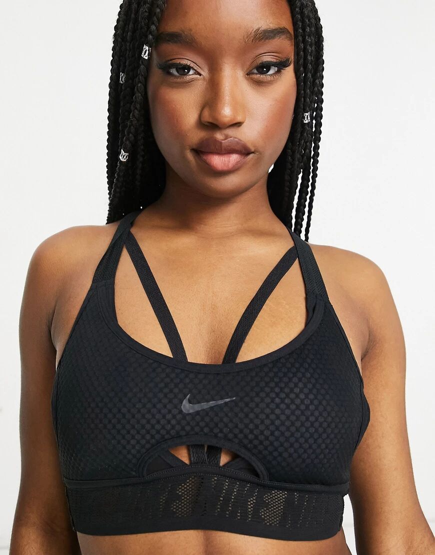 Nike Training Ultrabreathe Indy light support sports bra in black  Black