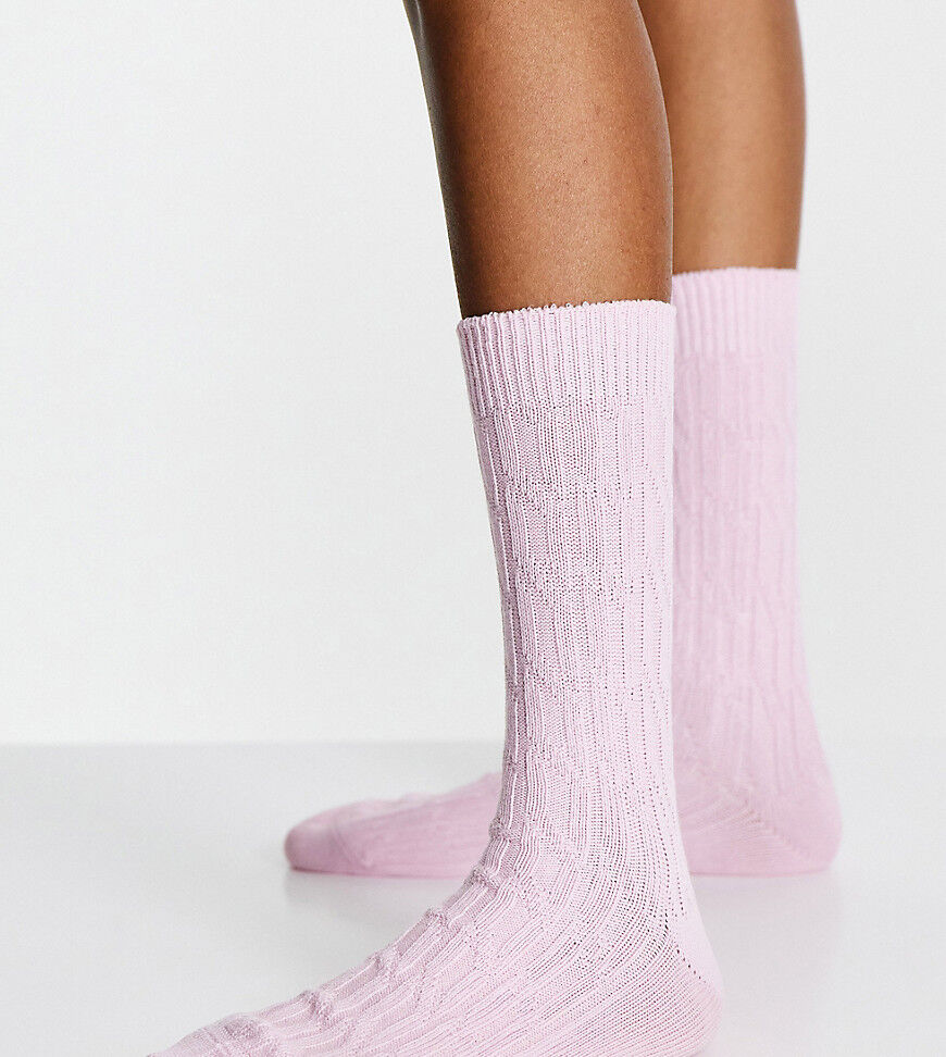 People Tree knitted cable knit socks in rose-Pink  Pink