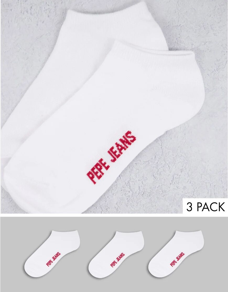 Pepe Jeans rosalie 3 pack trainer socks in white  White