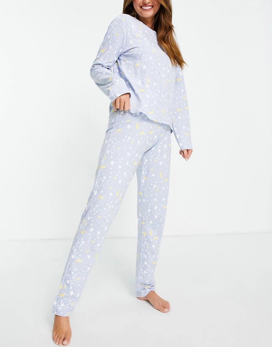 Pieces moon & stars pyjama set in pale blue-Multi  Multi