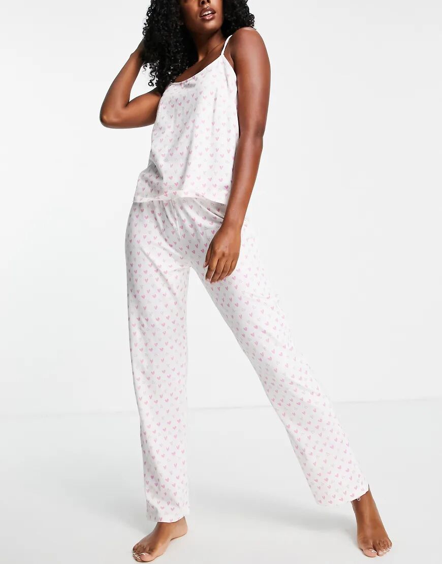 Pieces pyjama set in white heart print  White