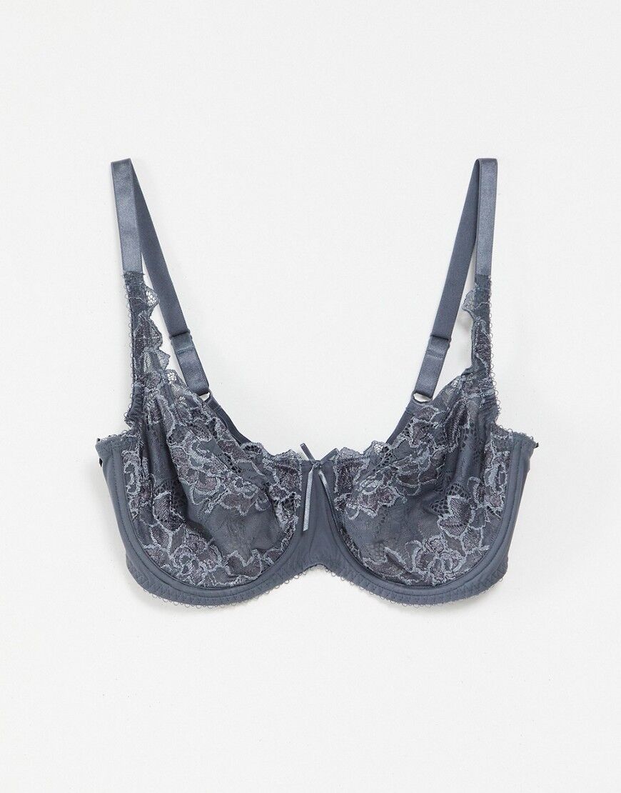 Pour Moi fiore full cup bra in steel grey  Grey