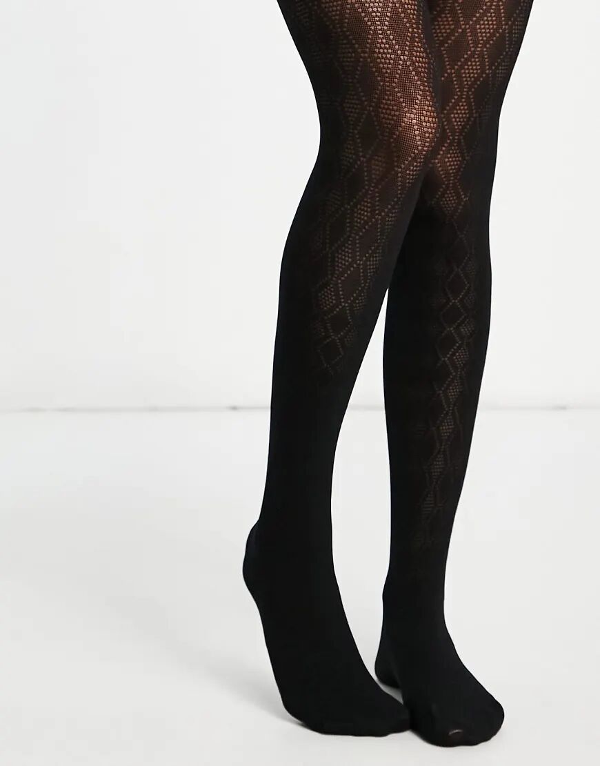 Pretty Polly diamond mesh tights in black  Black