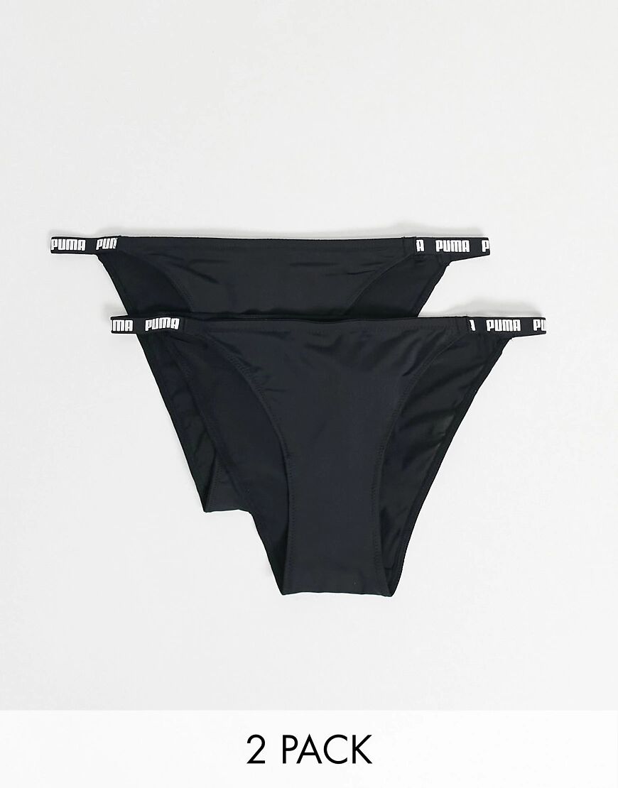 Puma 2 pack logo band briefs in black  Black