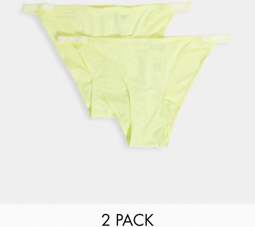 Puma 2 pack logo band briefs in yellow  Yellow