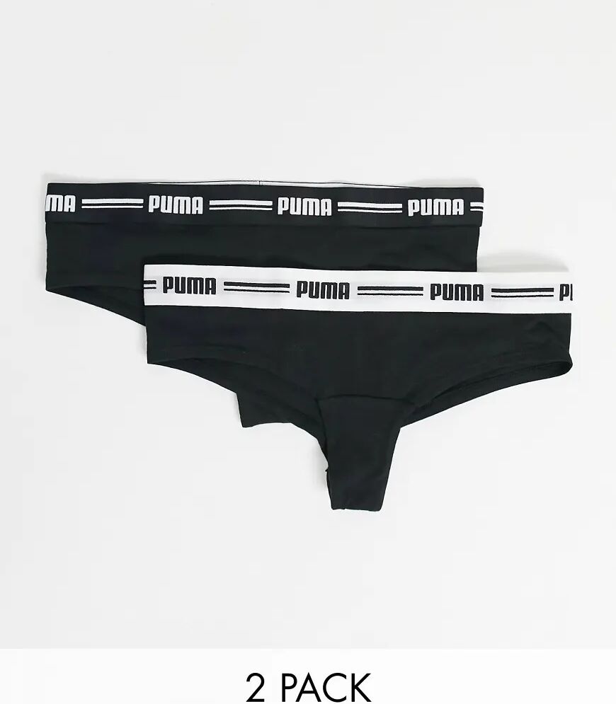 Puma 2 pack logo banded brazilian thongs in black  Black