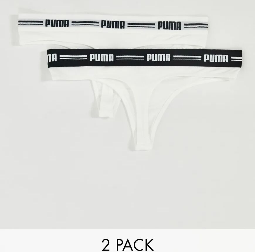 Puma 2 pack logo thongs in white  White