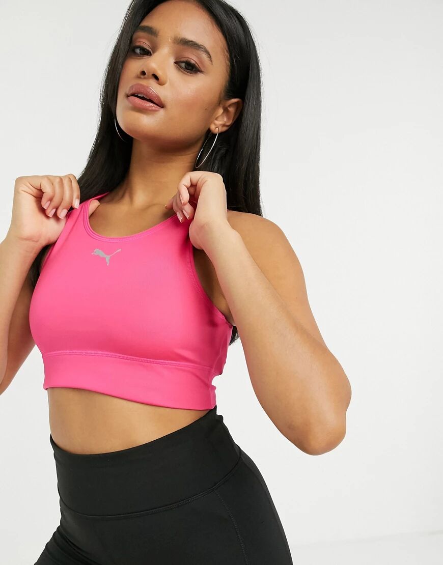 Puma active essentials Training bra in pink with reflective logo  Pink