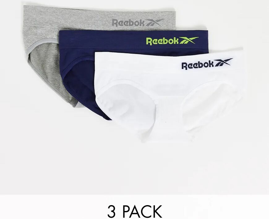 Reebok 3 pack primula seamless brief in grey/white/navy-Multi  Multi