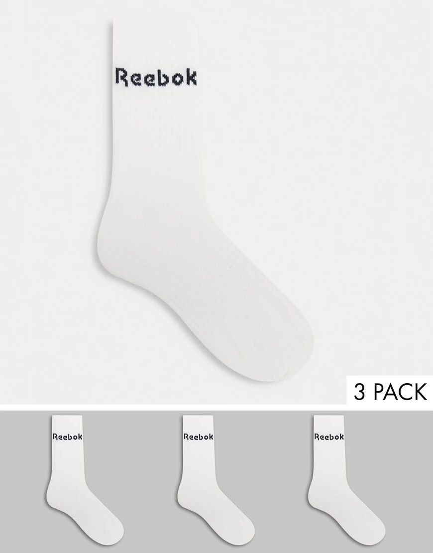 Reebok Training core 3 pack crew socks in white  White