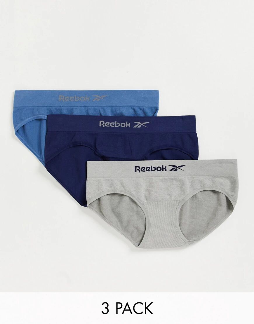 Reebok tullia seamless 3 pack briefs in blue slate navy and grey-Multi  Multi