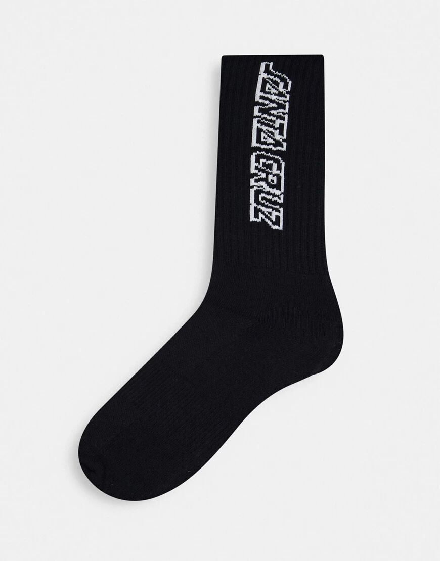 Santa Cruz classic strip logo socks in black  Black