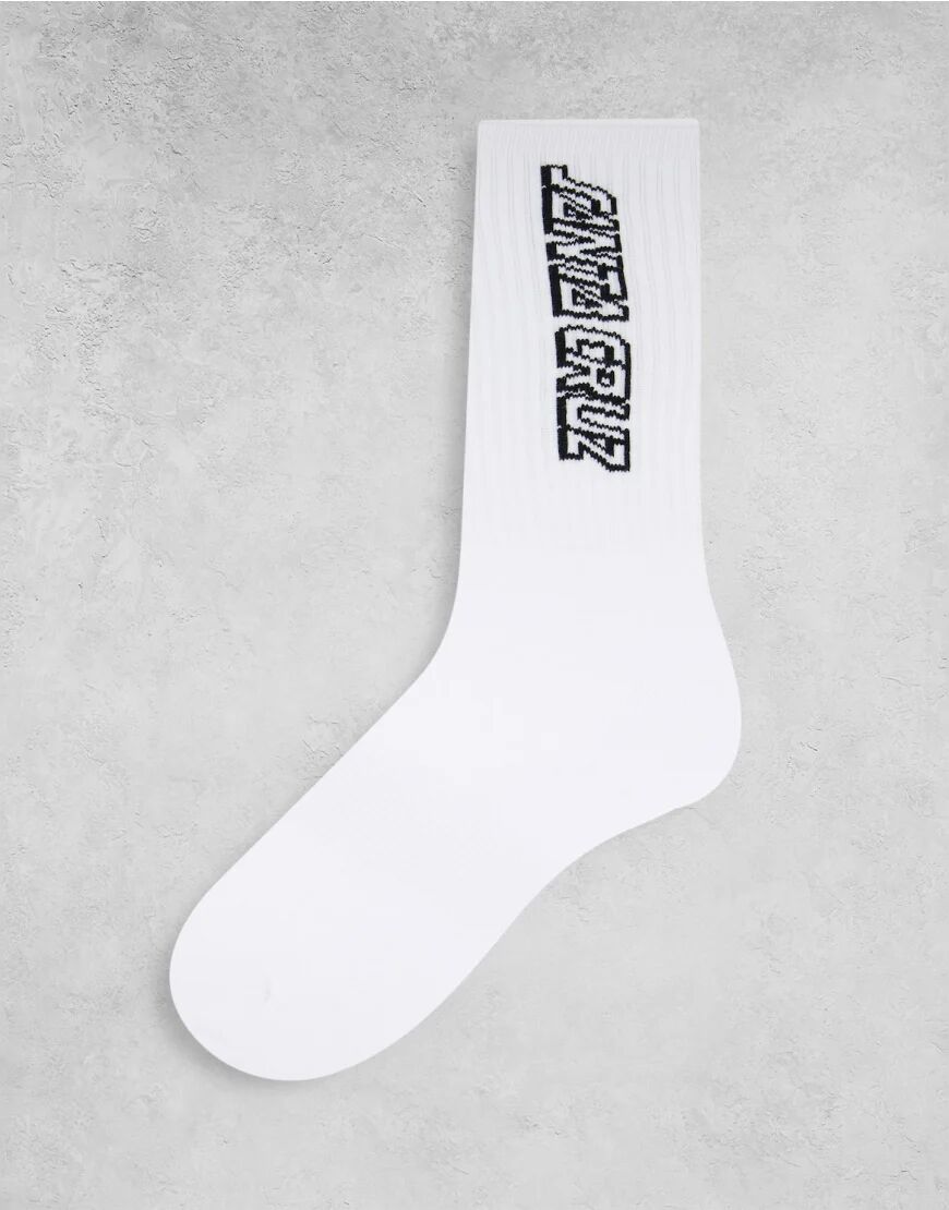 Santa Cruz classic strip logo socks in white  White