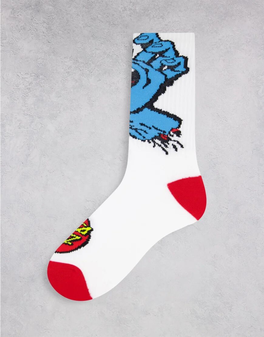 Santa Cruz screaming hand socks in white  White