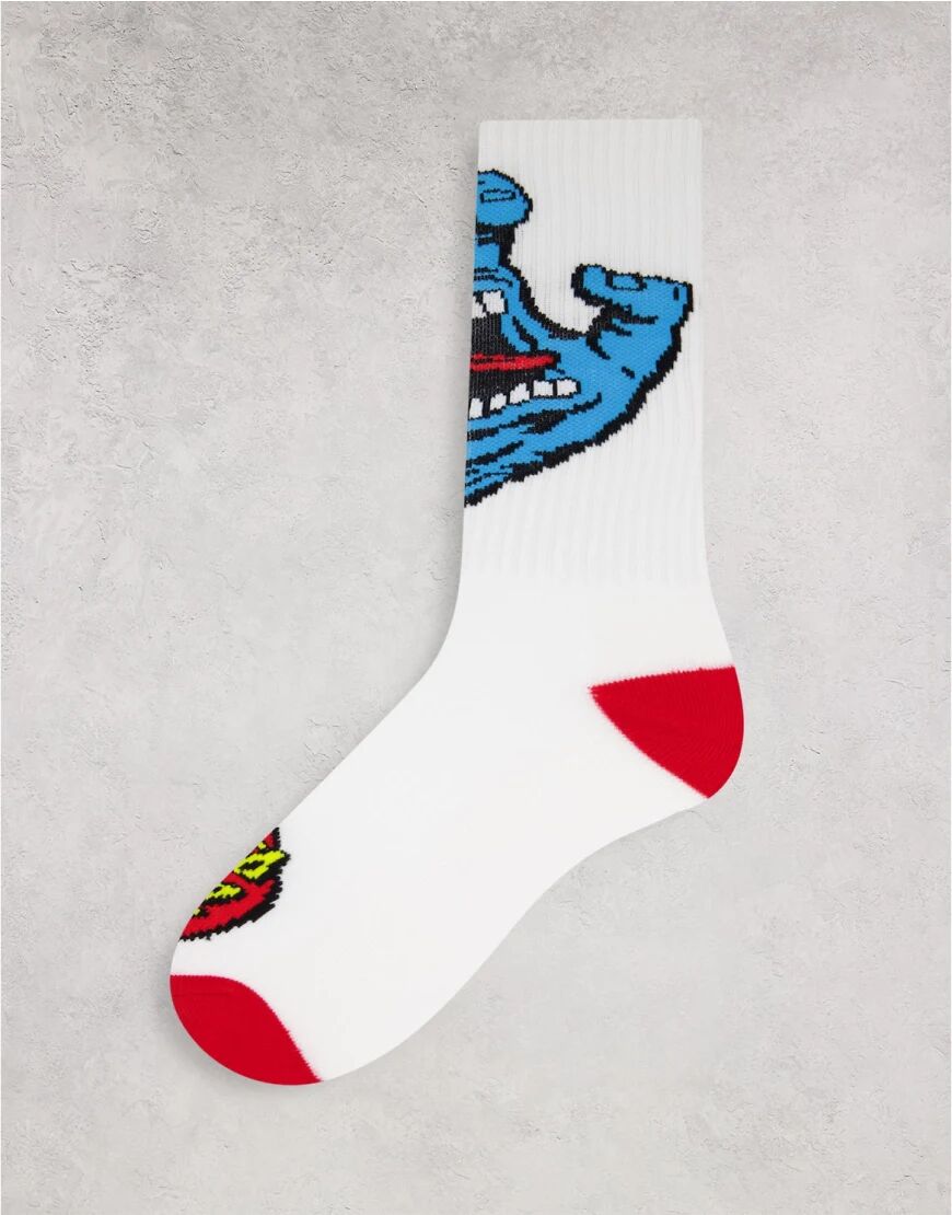 Santa Cruz screaming hand socks in white  White