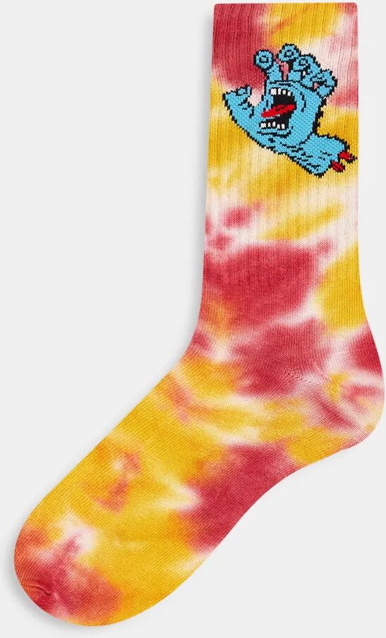 Santa Cruz screaming hand tie dye socks in multi  Multi