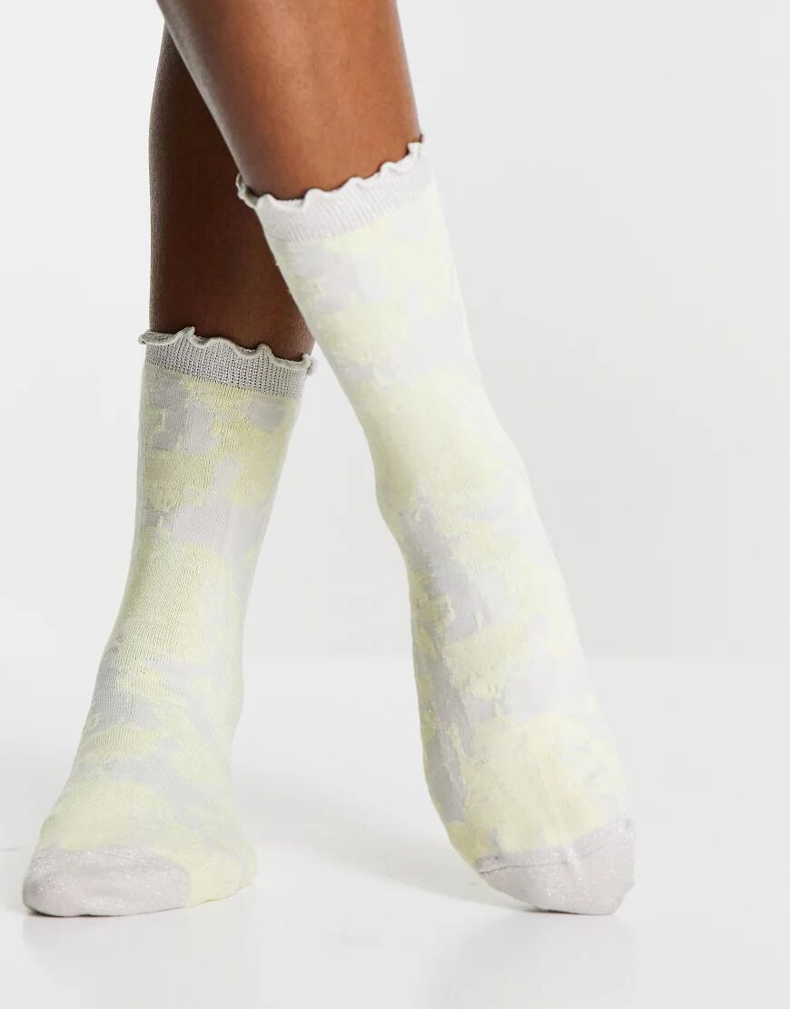 Selected Femme socks with yellow floral-Multi  Multi