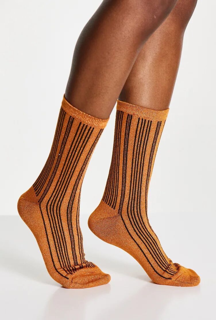 Selected Femme striped sock in orange  Orange