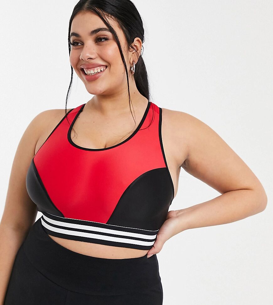 Simply Be sports bra with stripe detail in black  Black