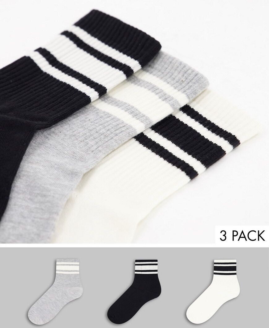 Stradivarius 3 pack ankle socks in multi  Multi